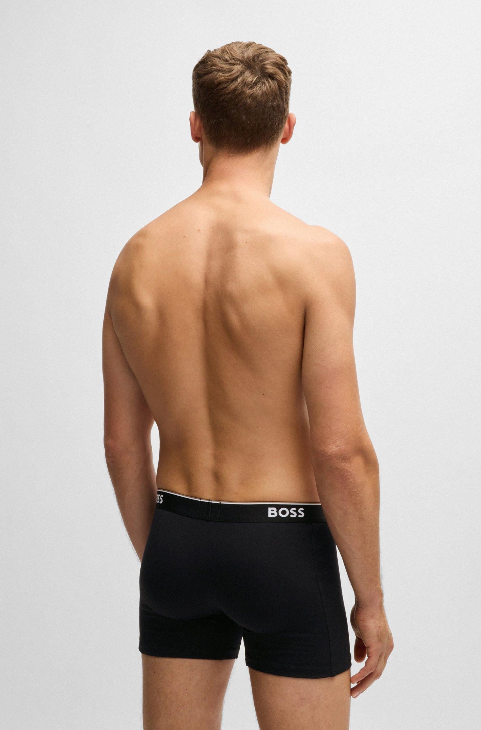 BOSS BOSS Erkek Bel Boss Yazı Detay Dar Kısa Pamuklu Siyah Boxer 50475282-001