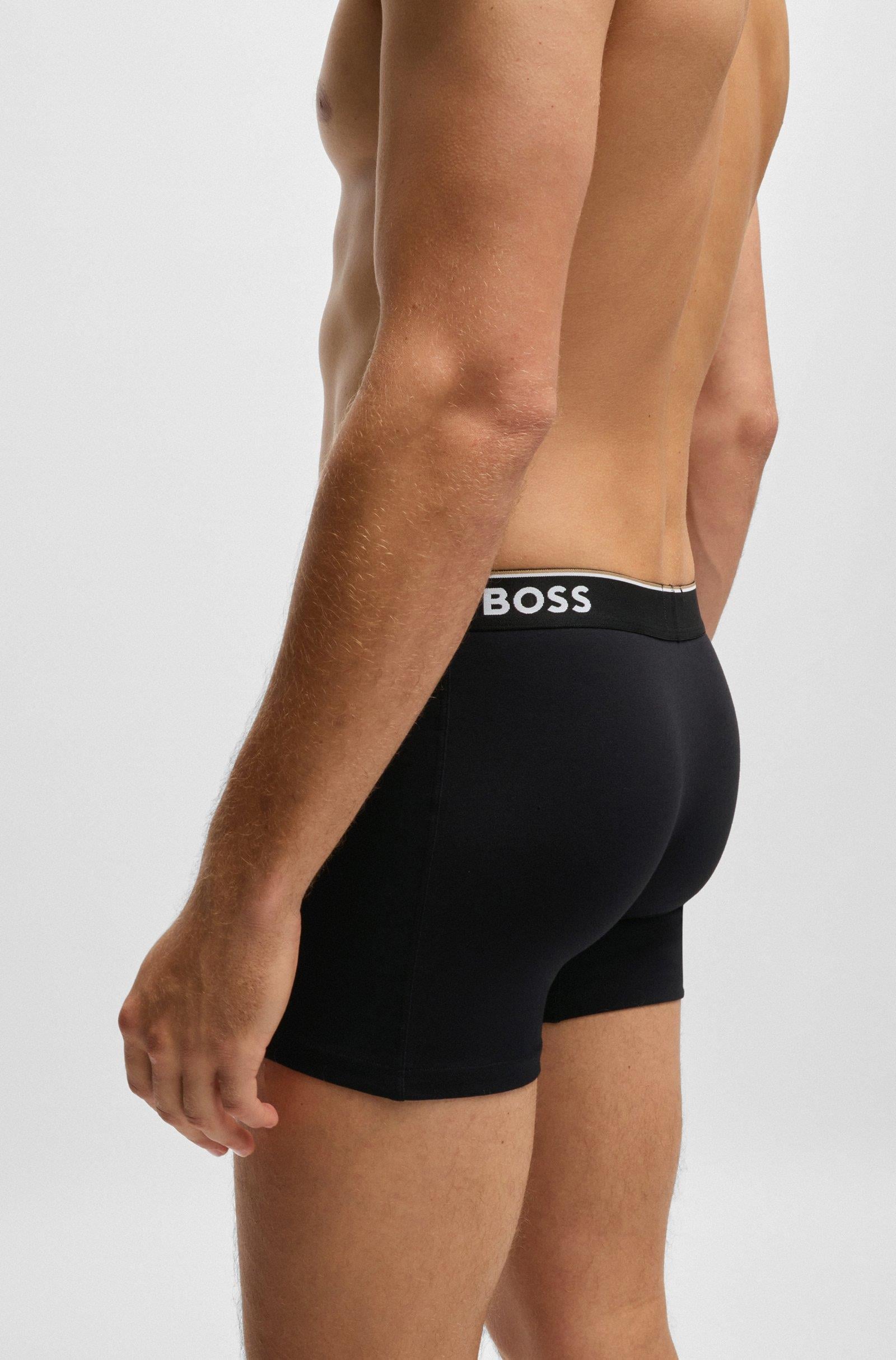 BOSS BOSS Erkek Bel Boss Yazı Detay Dar Kısa Pamuklu Siyah Boxer 50475282-001