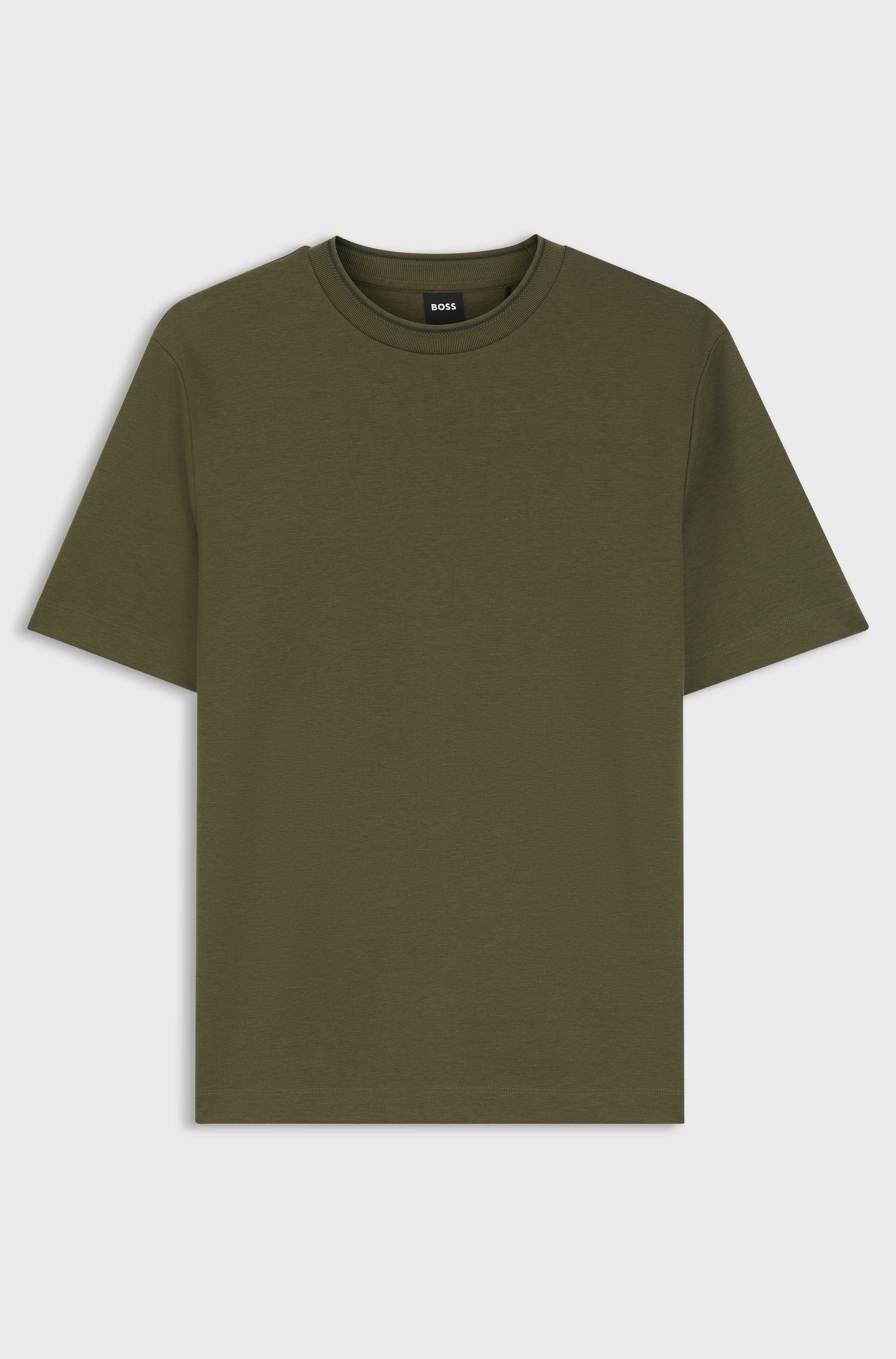 BOSS  BOSS Erkek Bisiklet Yaka Kısa Kol Günlük Haki T-Shirt 50565254-347