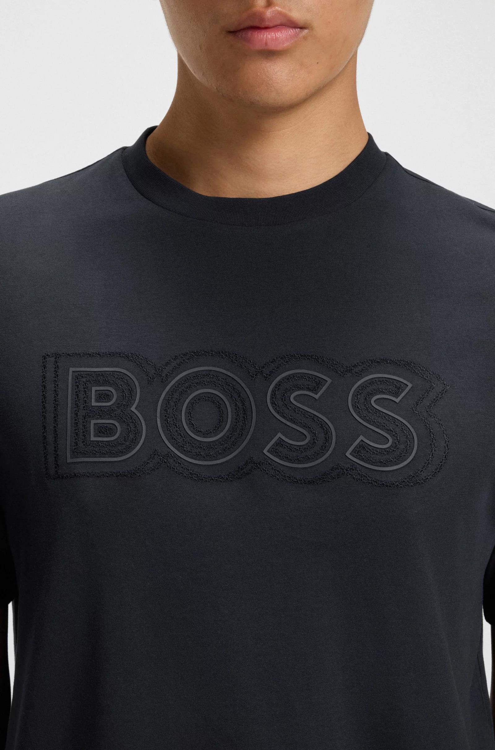 BOSS BOSS Erkek Boss Yazı Detay Bisiklet Yaka Kısa Kol Pamuklu Lacivert T-Shirt 50543916-404