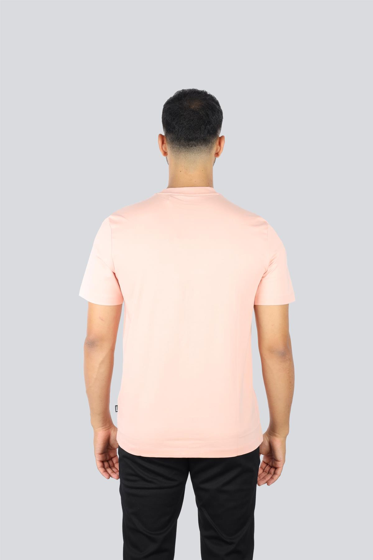 BOSS  BOSS Erkek Boss Yazı Detay Bisiklet Yaka Kısa Kol Pamuklu Pembe T-Shirt 50543916-683