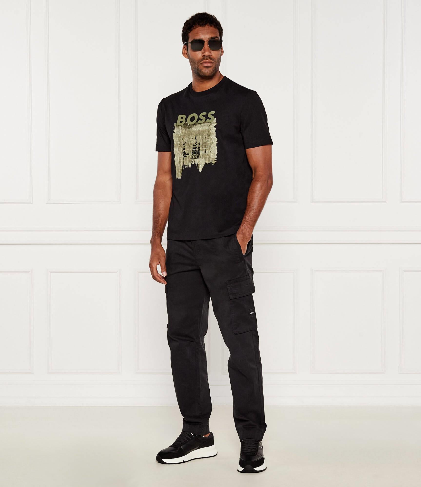 BOSS BOSS Erkek Boss Yazı Detay Bisiklet Yaka Kısa Kol Pamuklu Siyah T-Shirt 50543916-001