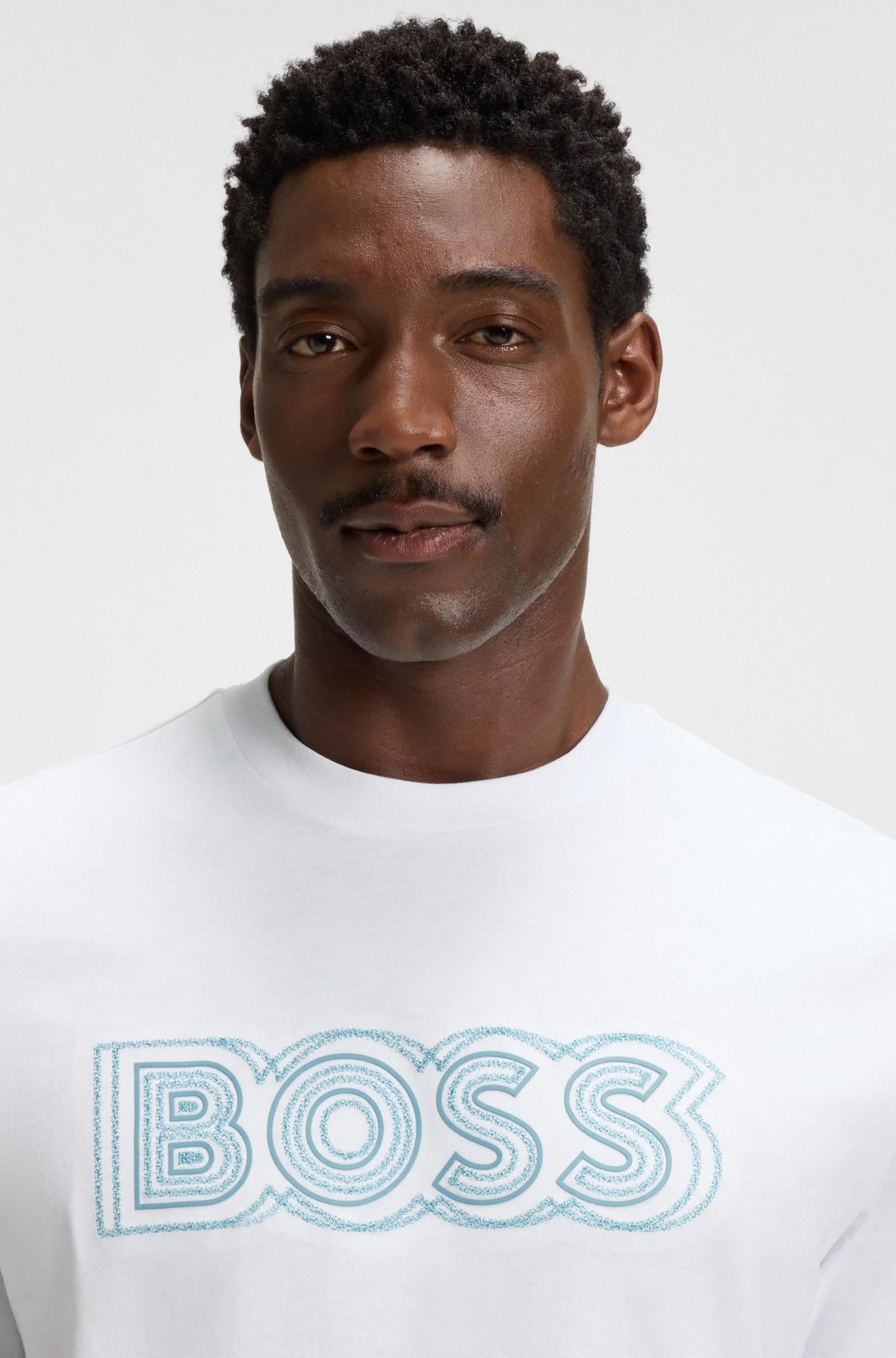 BOSS BOSS Erkek Boss Yazı Detay Bisiklet Yaka Kısa Kol Pamuklu Beyaz T-Shirt 50543916-100