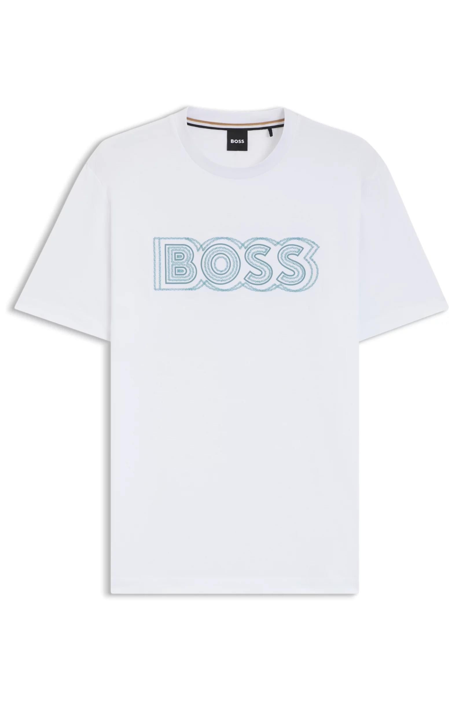 BOSS BOSS Erkek Boss Yazı Detay Bisiklet Yaka Kısa Kol Pamuklu Beyaz T-Shirt 50543916-100