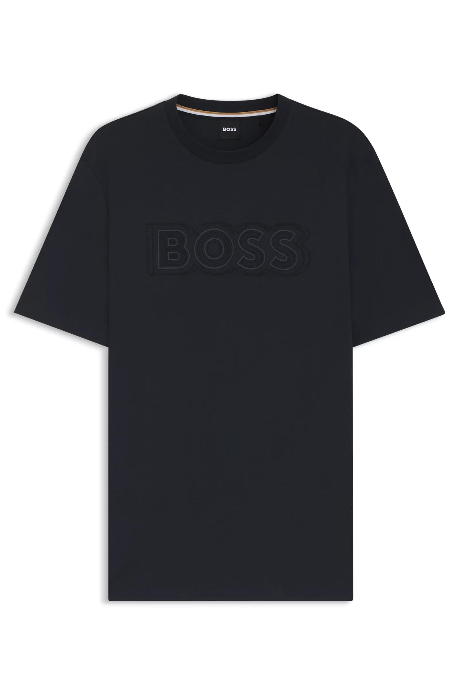 BOSS BOSS Erkek Boss Yazı Detay Bisiklet Yaka Kısa Kol Pamuklu Lacivert T-Shirt 50543916-404