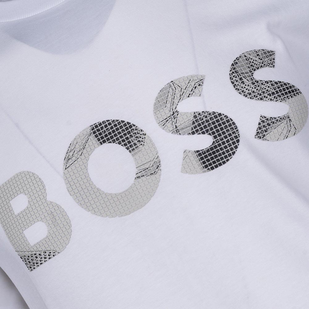 BOSS BOSS Erkek BOSS Yazılı Kısa Kollu Bisiklet Yaka Beyaz T-Shirt 50537834-100