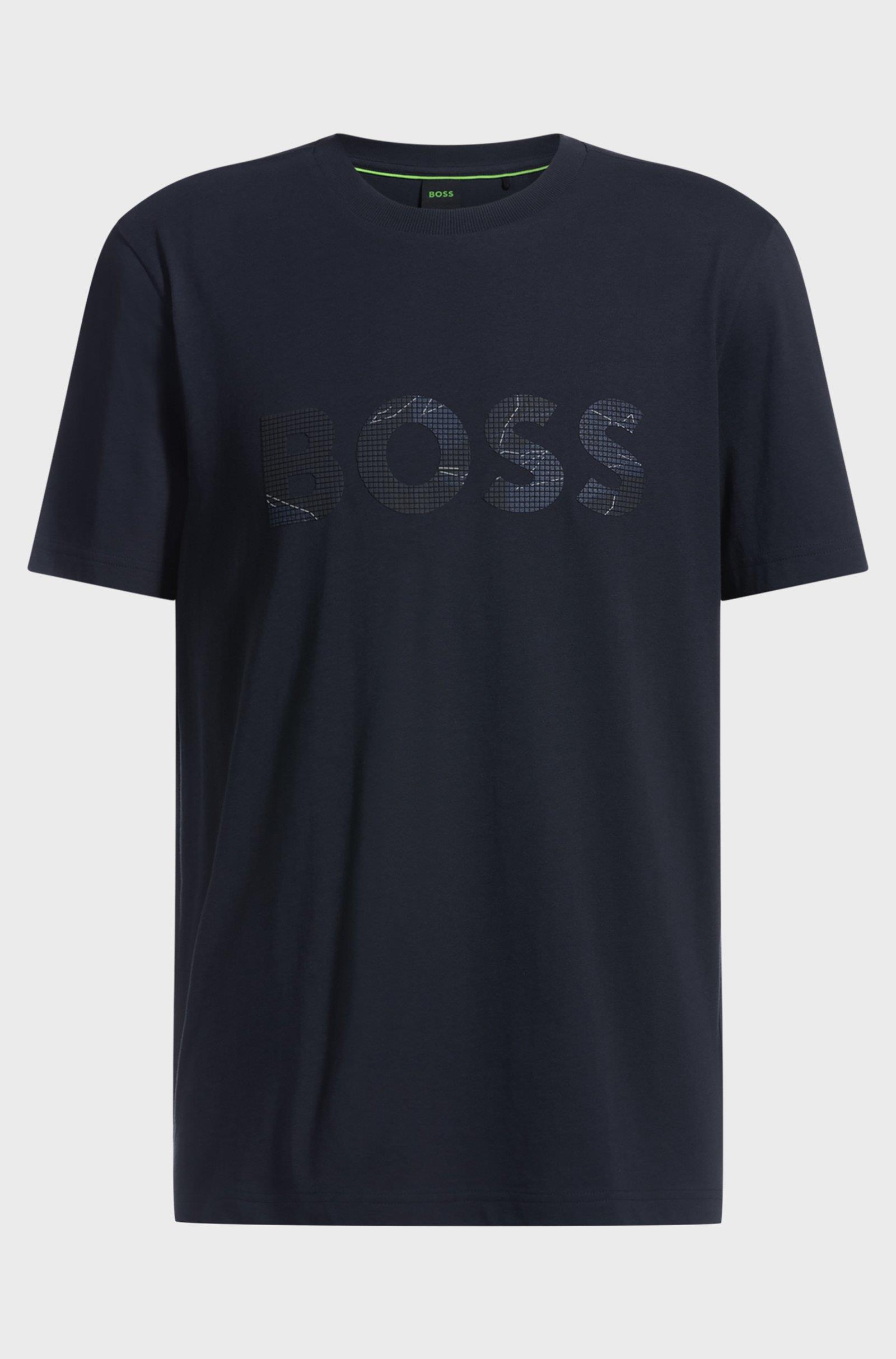BOSS BOSS Erkek BOSS Yazılı Kısa Kollu Bisiklet Yaka Lacivert T-Shirt 50537834-402