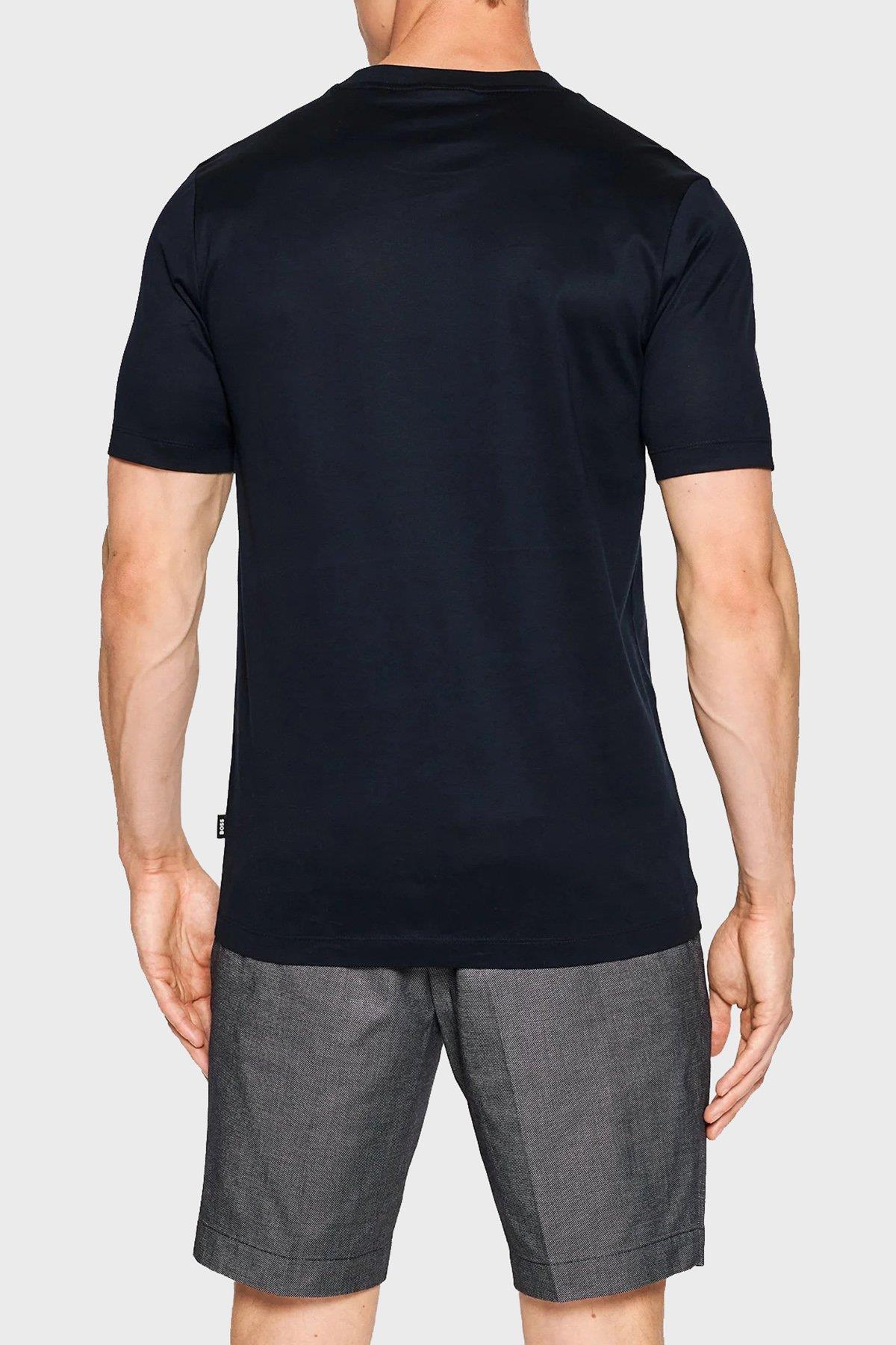 BOSS BOSS Erkek Büyük Logo Baskılı Yumuşak Dokulu Lacivert T-Shirt 50469501-404