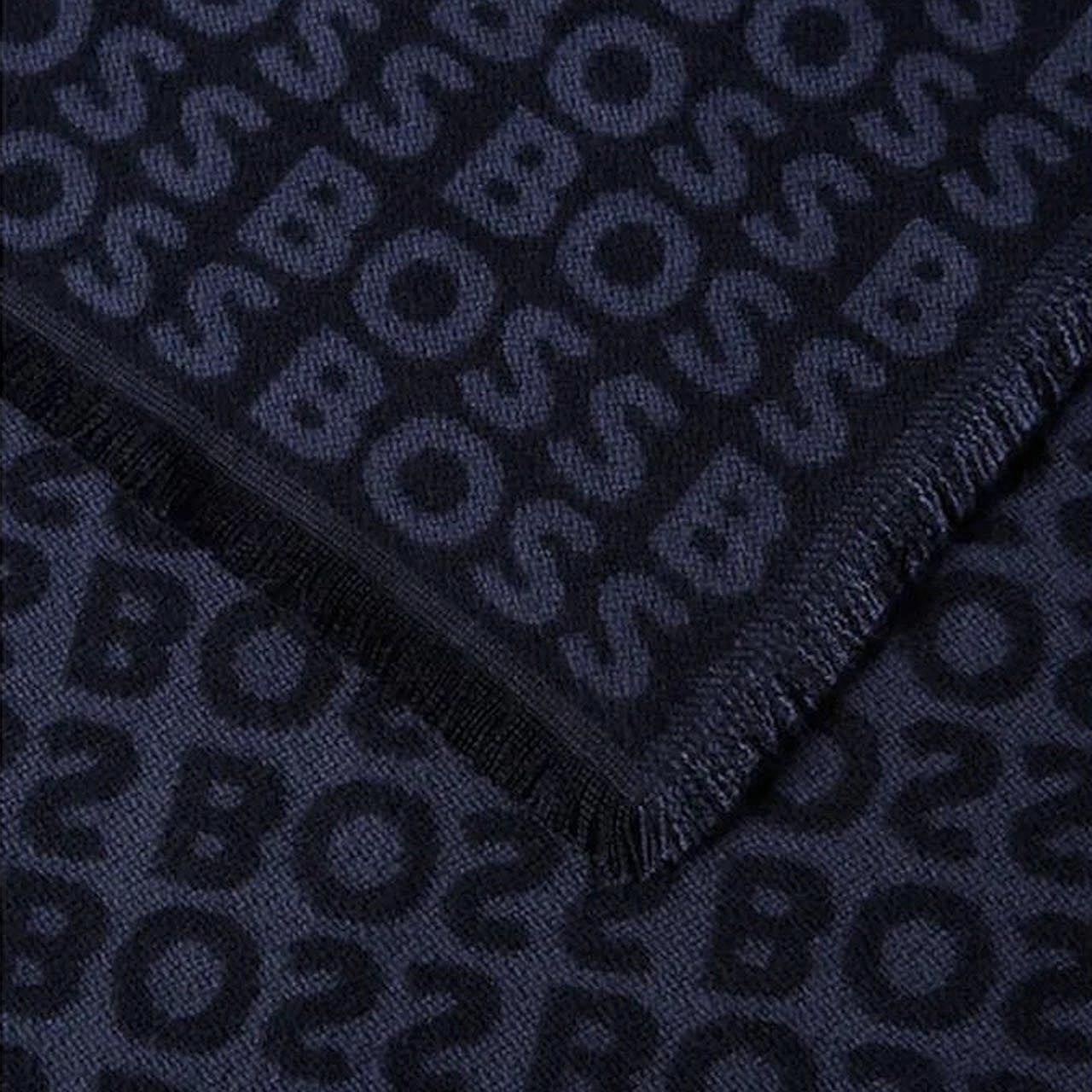 BOSS  BOSS Erkek Çift Taraflı Monogram Logolu Lacivert Fular 50518661-404
