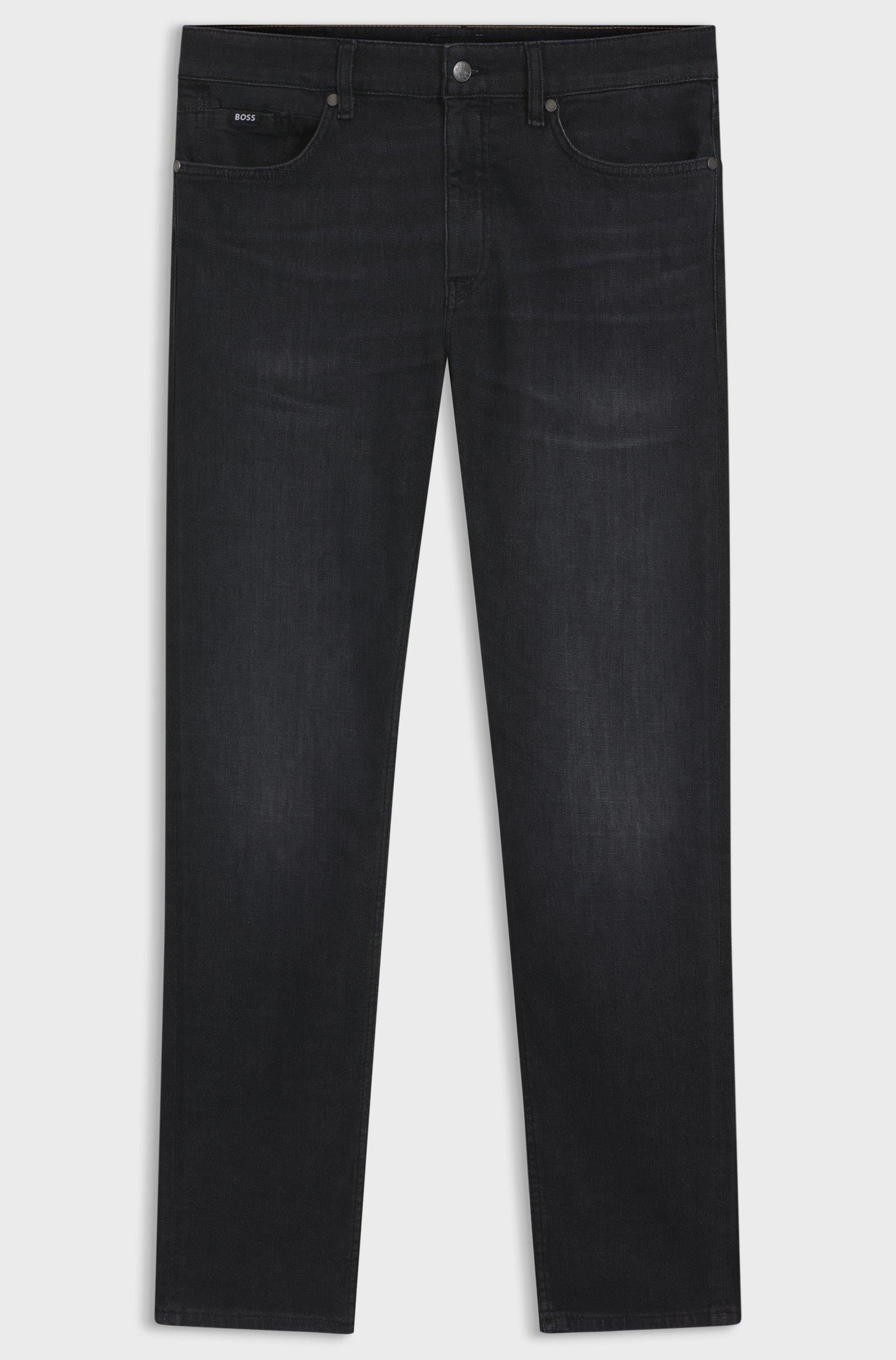 BOSS  BOSS Erkek Dar Kalıp Düz Paça Pamuklu Esnek Denim Siyah Jeans 50550954-002
