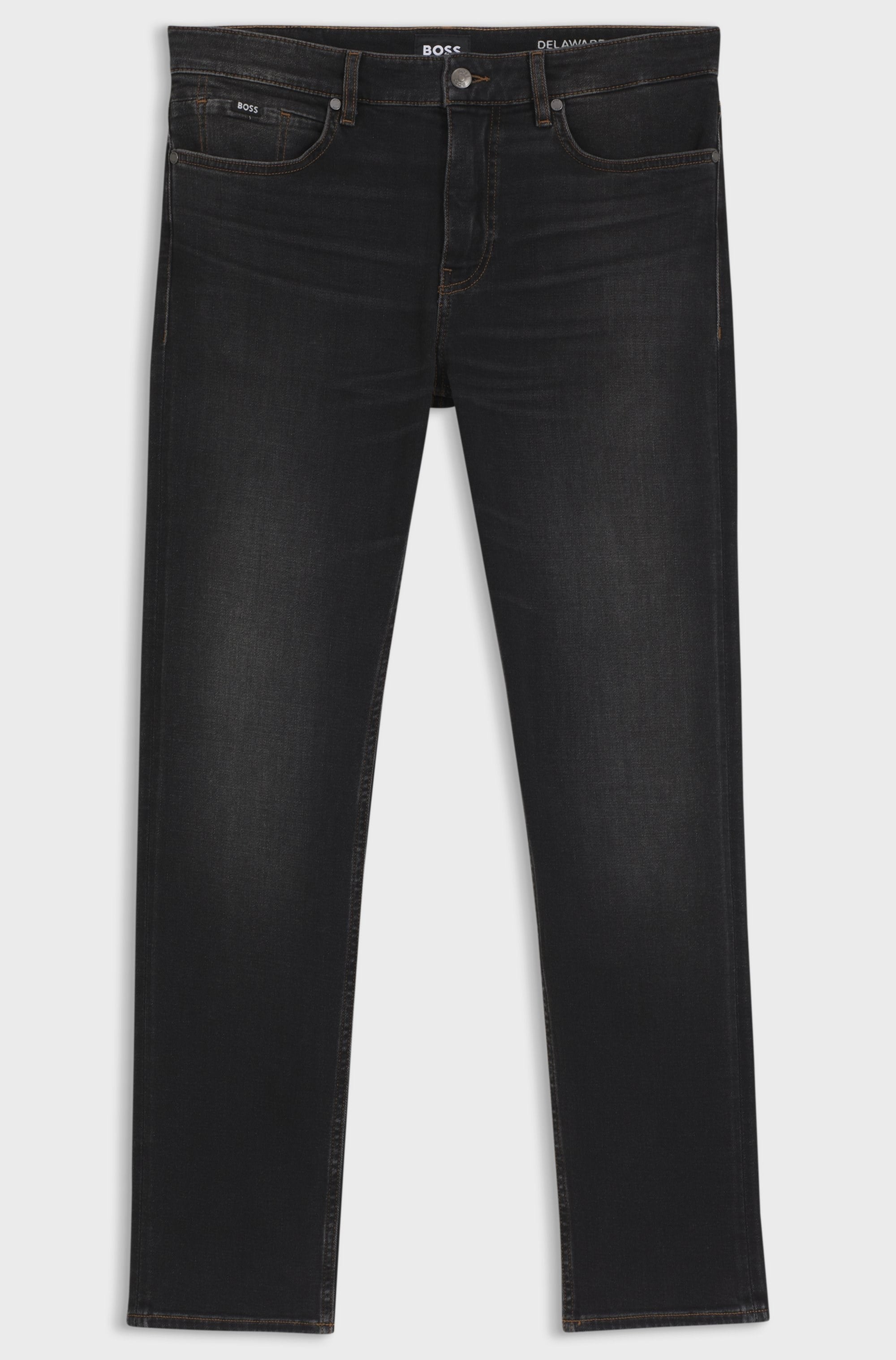 BOSS  BOSS Erkek Dar Kesim Düz Paça Esnek Pamuklu Denim Siyah Jeans 50564384-009