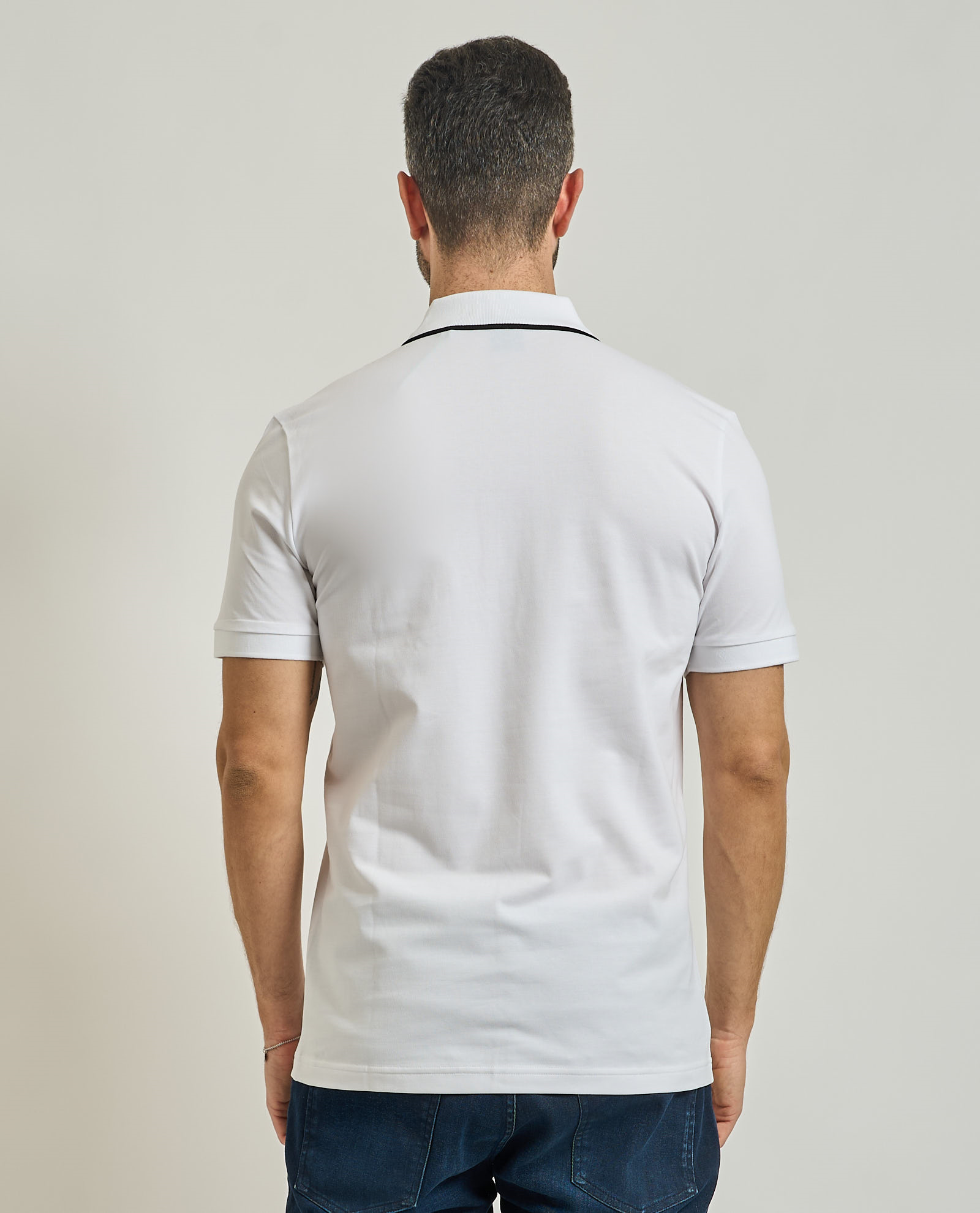 BOSS  BOSS Erkek Dar Kesim Nem Emici Esnek Pamuklu Kısa Kollu Beyaz Polo Yaka T-Shirt 50555698-100