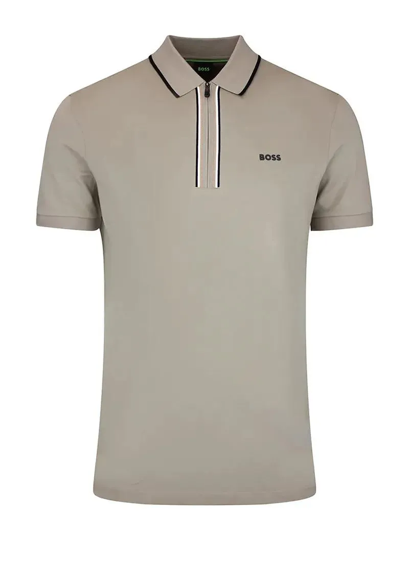 BOSS  BOSS Erkek Dar Kesim Nem Emici Esnek Pamuklu Kısa Kollu Kahverengi Polo Yaka T-Shirt 50555698-334