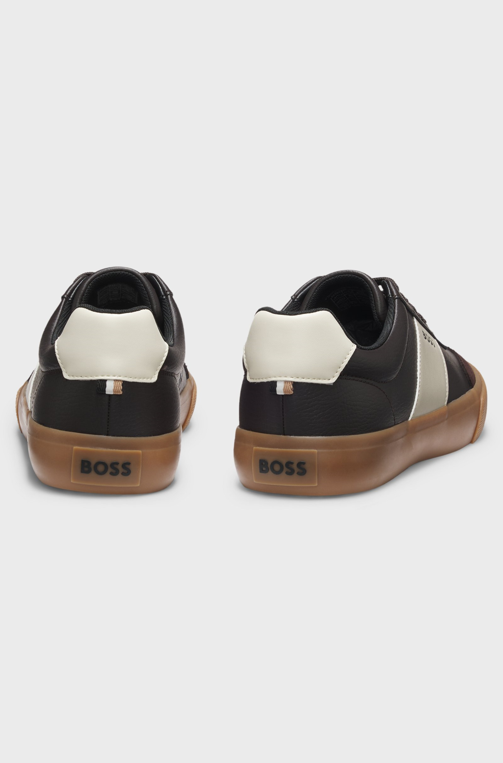 BOSS  BOSS Erkek Deri Detaylı Düşük Bilekli Rahat Taban Kahverengi Sneaker 50557852-242