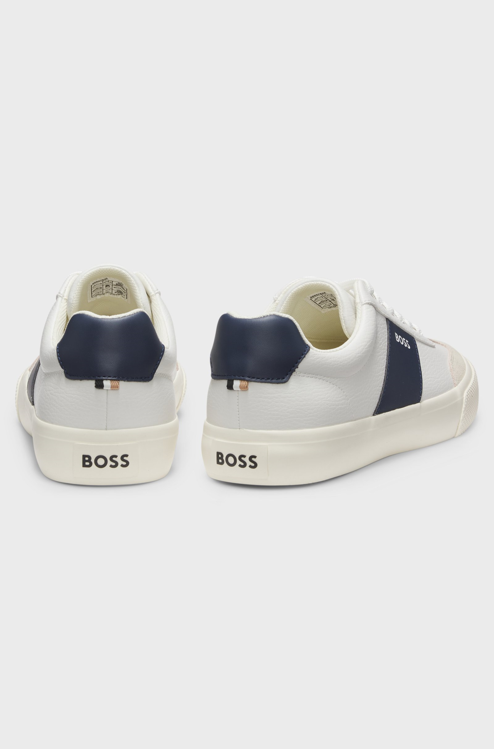 BOSS  BOSS Erkek Deri Detaylı Düşük Bilekli Rahat Taban Beyaz Sneaker 50557852-140