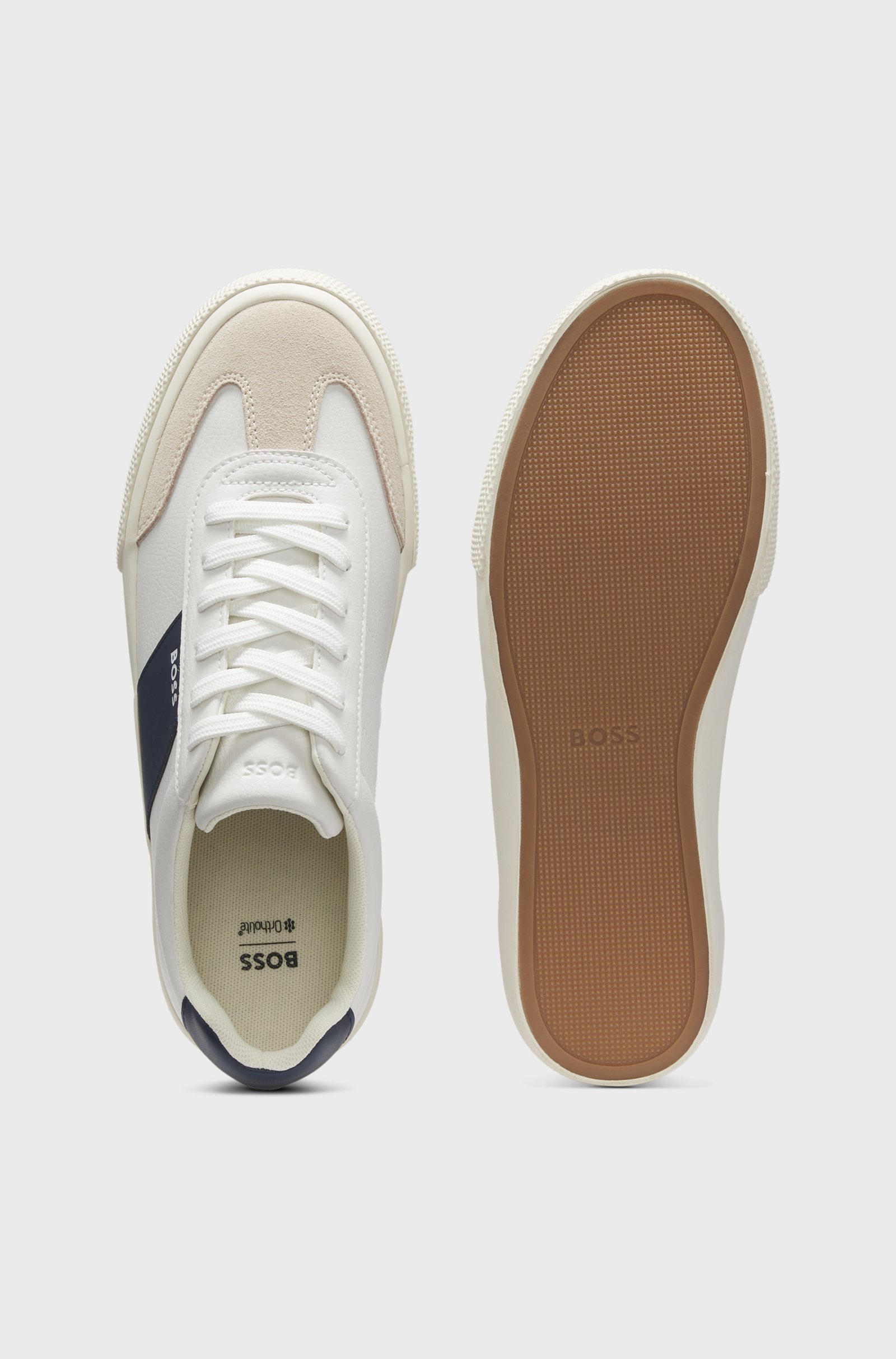 BOSS  BOSS Erkek Deri Detaylı Düşük Bilekli Rahat Taban Beyaz Sneaker 50557852-140