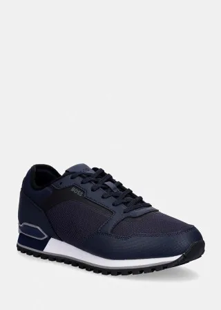 BOSS  BOSS Erkek Deri Rahat Yumuşak Taban Yuvarlak Burun Fileli Lacivert Sneaker 50563822-401