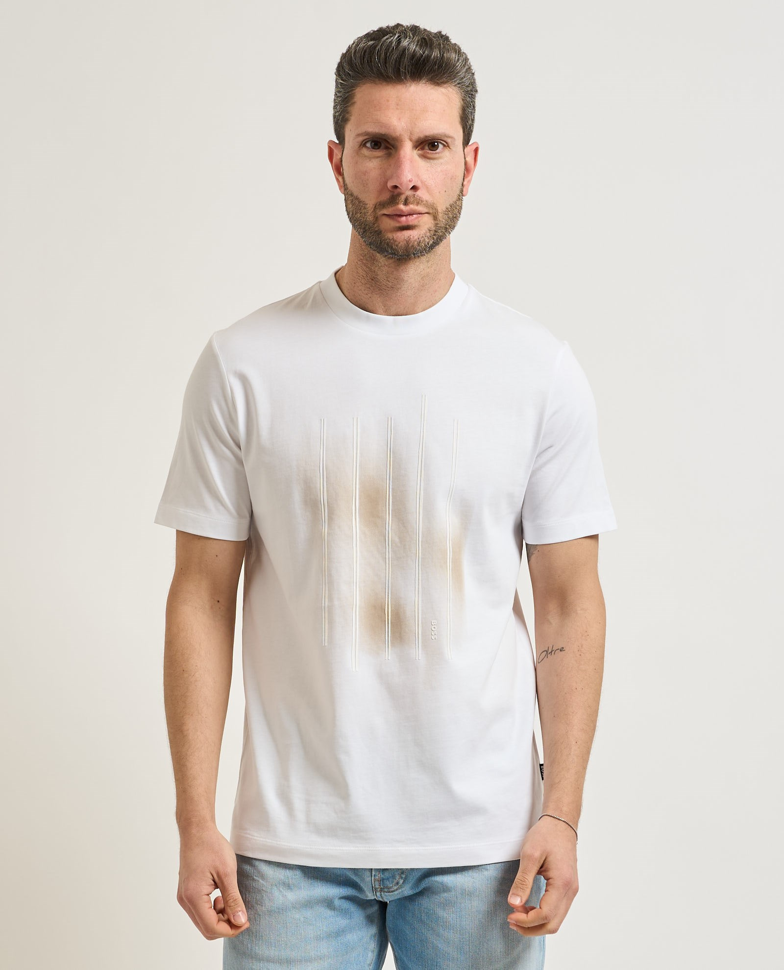 BOSS  BOSS Erkek Desenli Bisiklet Yaka Kısa Kol 101 T-Shirt 50559754-101