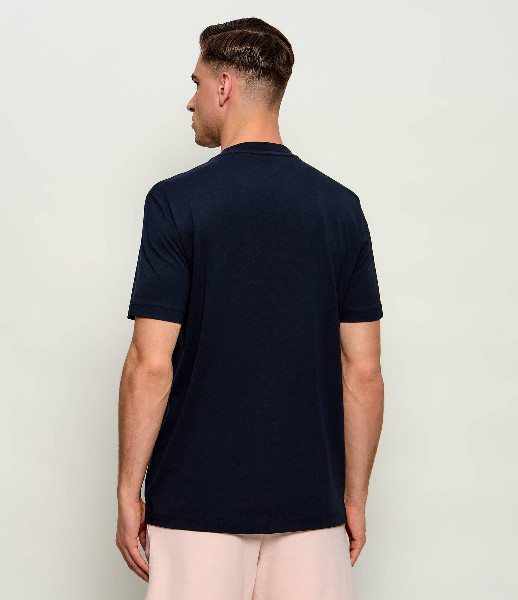 BOSS  BOSS Erkek Desenli Bisiklet Yaka Kısa Kol Lacivert T-Shirt 50559754-404
