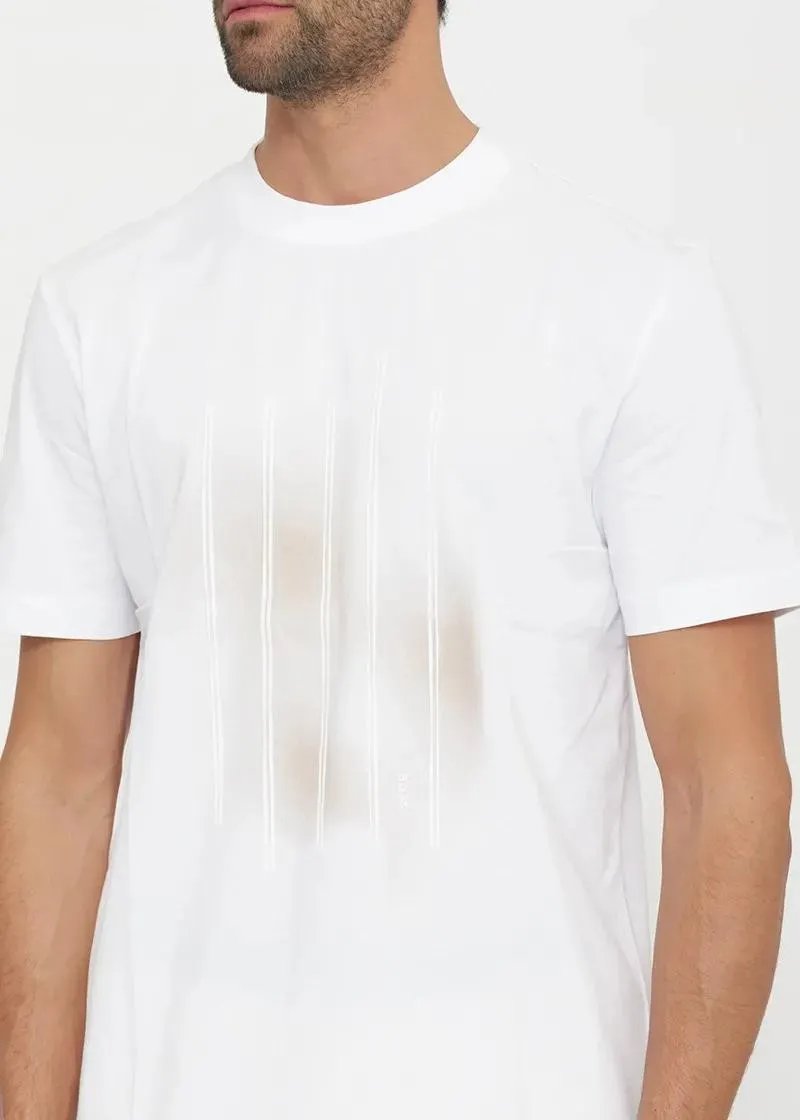 BOSS  BOSS Erkek Desenli Bisiklet Yaka Kısa Kol Beyaz T-Shirt 50559754-100