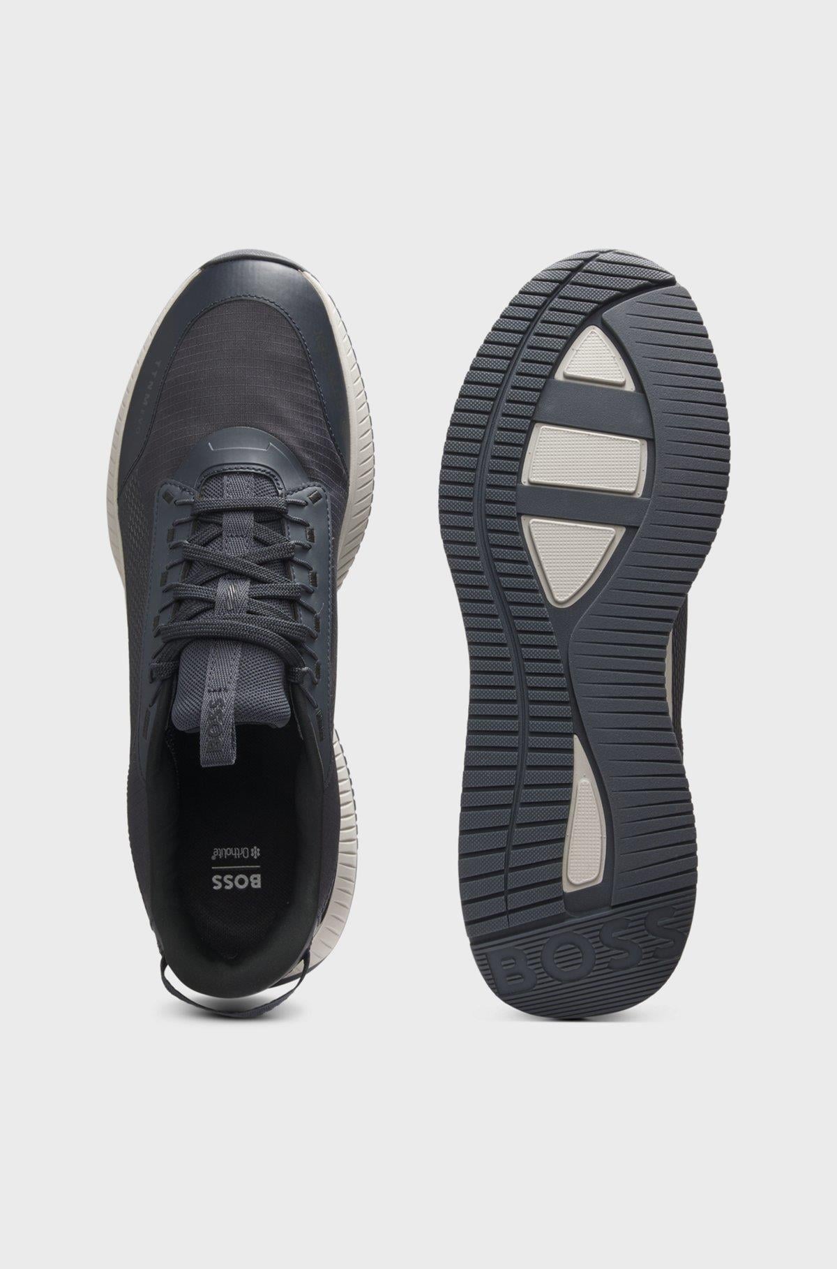 BOSS  BOSS Erkek Dokulu Kumaş Detaylı Rahat Tabanlı Lacivert Sneaker 50557862-401