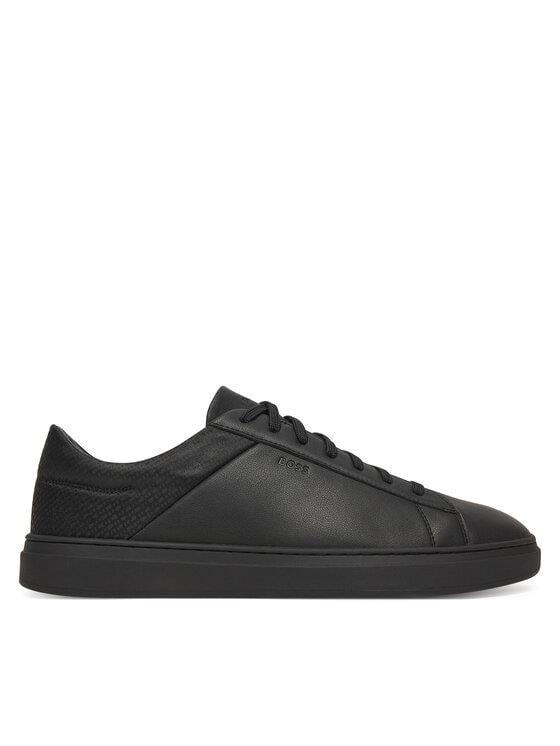 BOSS  BOSS Erkek Düşük Bilekli Düz ve Rahat Tabanlı Logo İşlemeli Siyah Sneaker 50557872-005