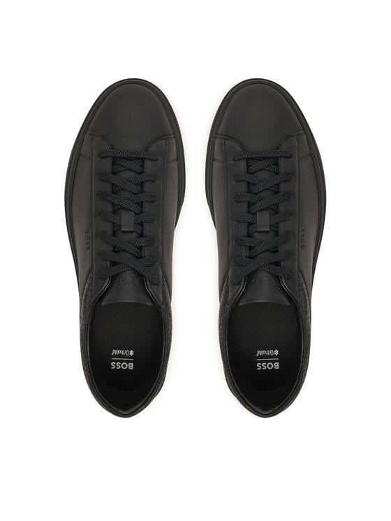 BOSS  BOSS Erkek Düşük Bilekli Düz ve Rahat Tabanlı Logo İşlemeli Siyah Sneaker 50557872-005