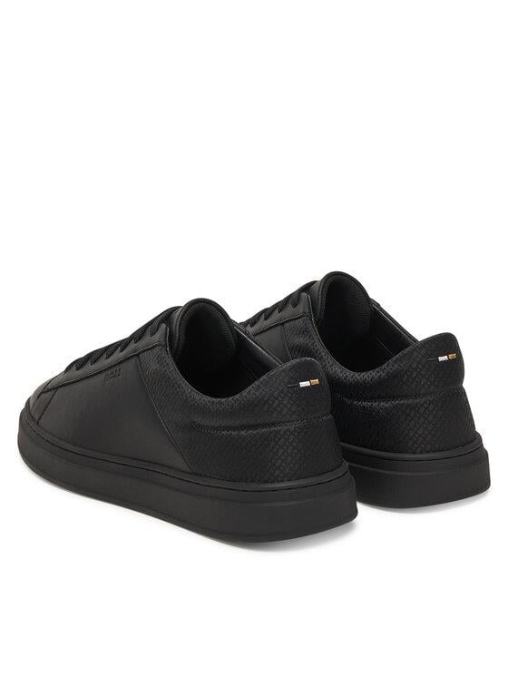 BOSS  BOSS Erkek Düşük Bilekli Düz ve Rahat Tabanlı Logo İşlemeli Siyah Sneaker 50557872-005