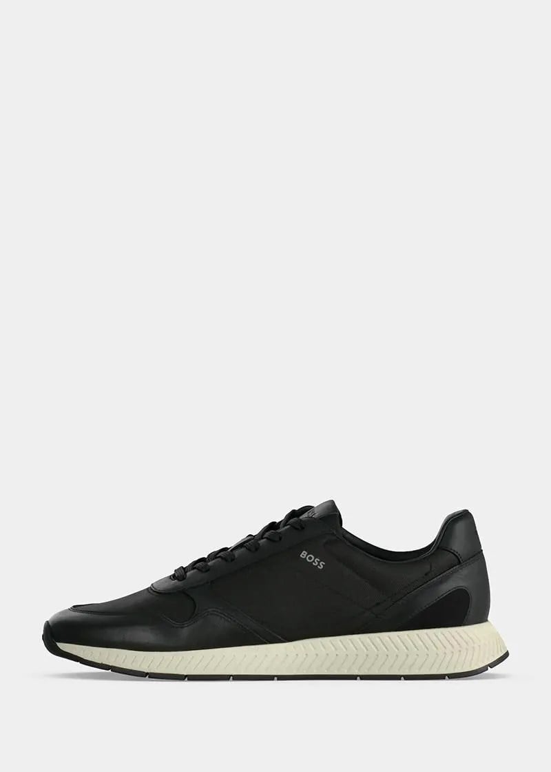 BOSS  BOSS Erkek Düşük Bilekli Ortopedik Tabanlı Logo İmzalı Siyah Sneaker 50568757-001