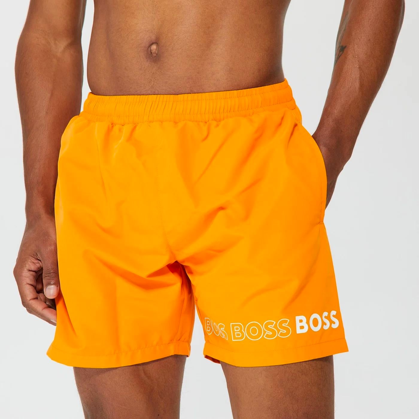 BOSS BOSS Erkek Düz Renkli Tam Astarlı Baskılı Turuncu Mayo 50469300-815
