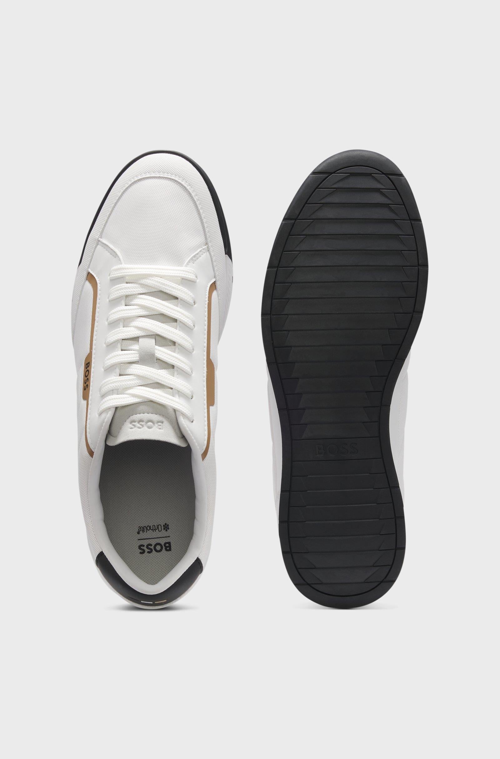 BOSS  BOSS Erkek Düz Taban Deri Rahat Yuvarlak Burun Bağlamalı Beyaz Sneaker 50552879-122