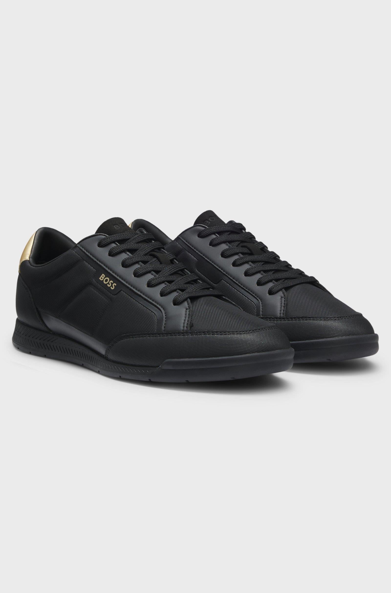 BOSS  BOSS Erkek Düz Taban Deri Rahat Yuvarlak Burun Bağlamalı Siyah Sneaker 50552879-007