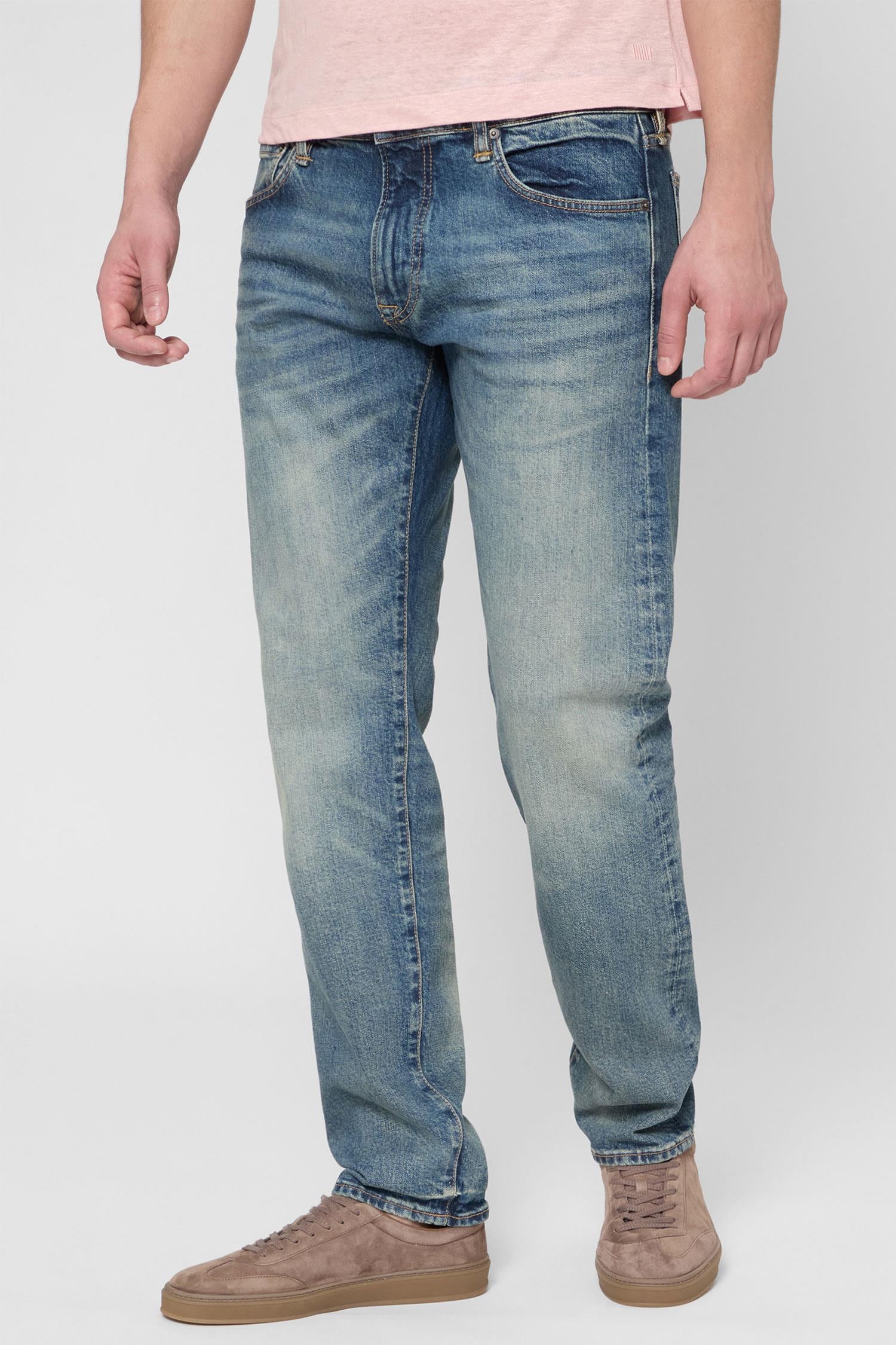 BOSS BOSS Erkek Eskitme Desenli Slim Fit Düz Paça Mavi Jeans 50549119-422