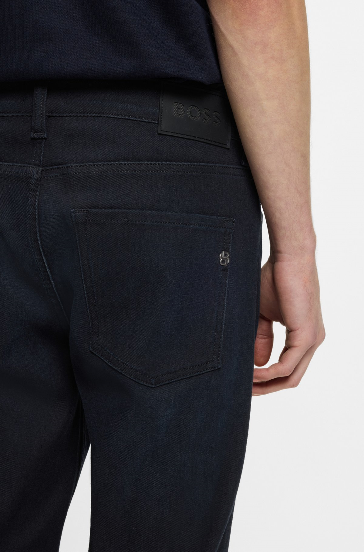 BOSS  BOSS Erkek Esnek Örme Denim Kumaşlı Dar Kalıp Lacivert Jeans 50555207-406