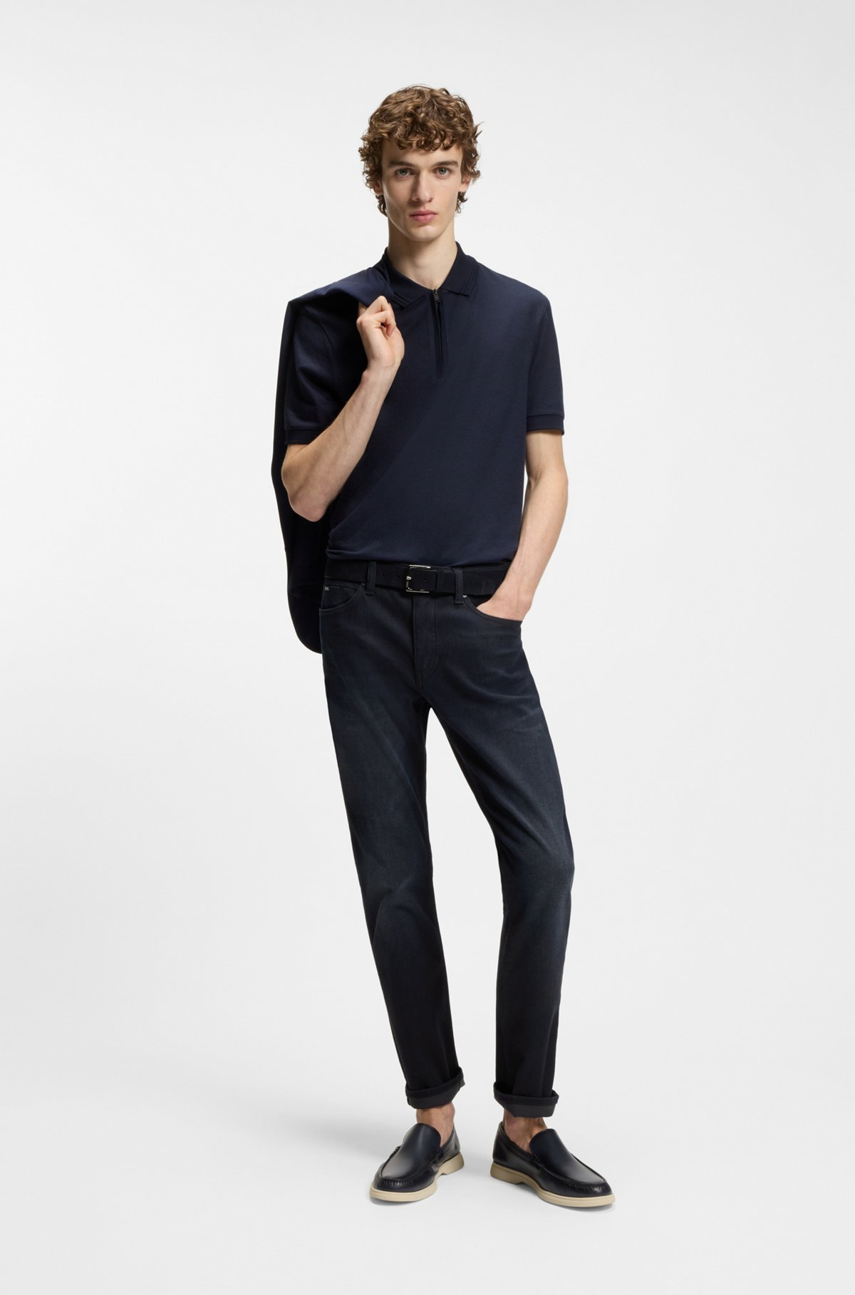 BOSS  BOSS Erkek Esnek Örme Denim Kumaşlı Dar Kalıp Lacivert Jeans 50555207-406