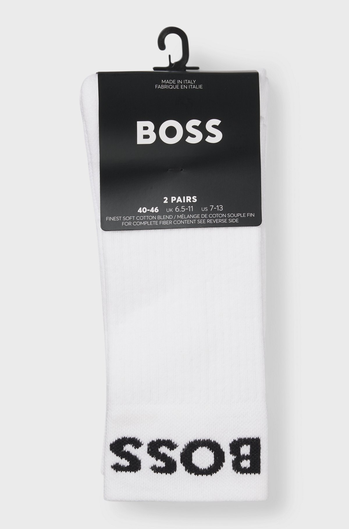 BOSS  BOSS Erkek Esnek Pamuklu Logo İmzalı 2'li Beyaz Çorap 50469747-100