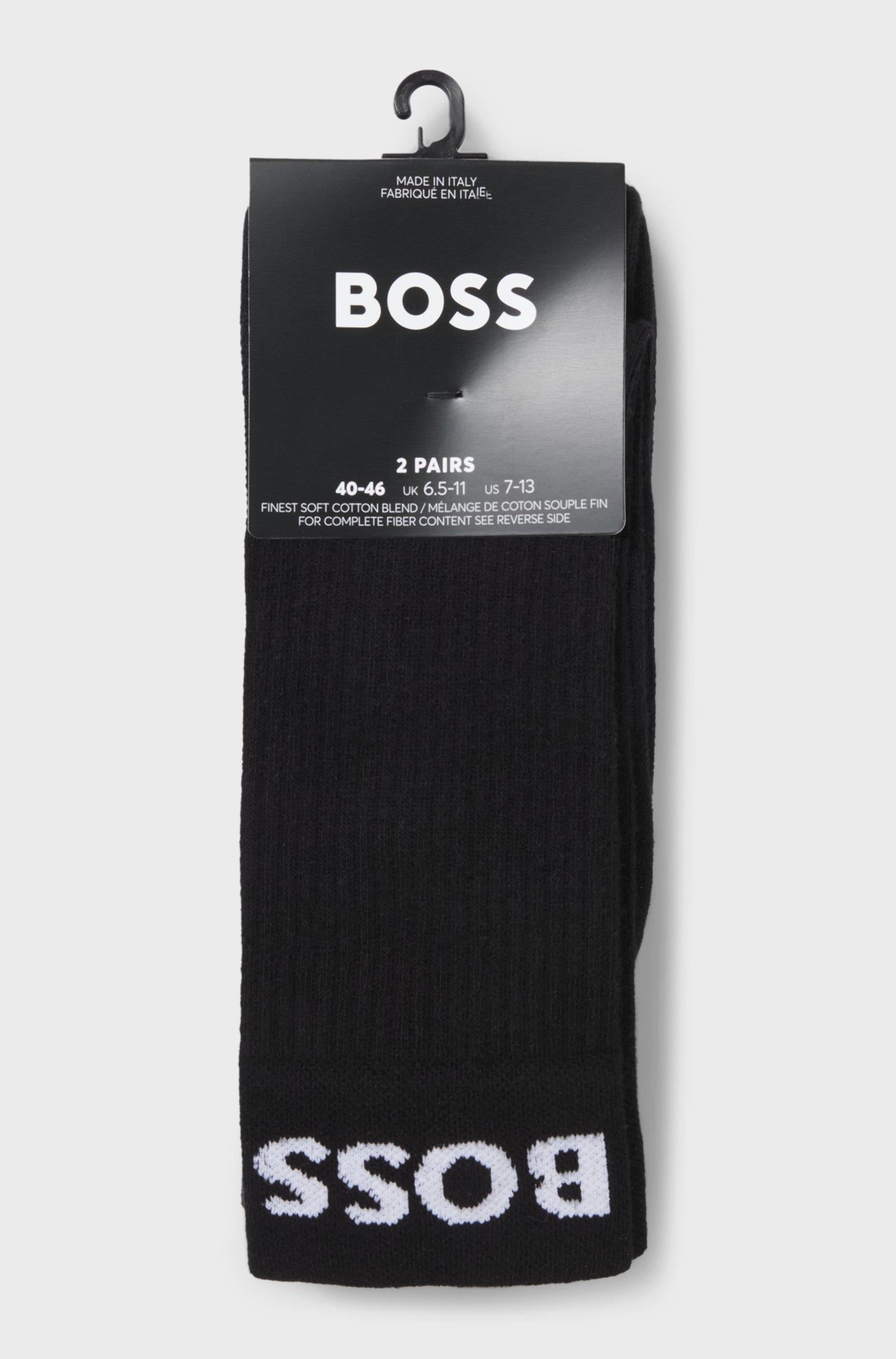 BOSS  BOSS Erkek Esnek Pamuklu Logo İmzalı 2'li Siyah Çorap 50469747-001