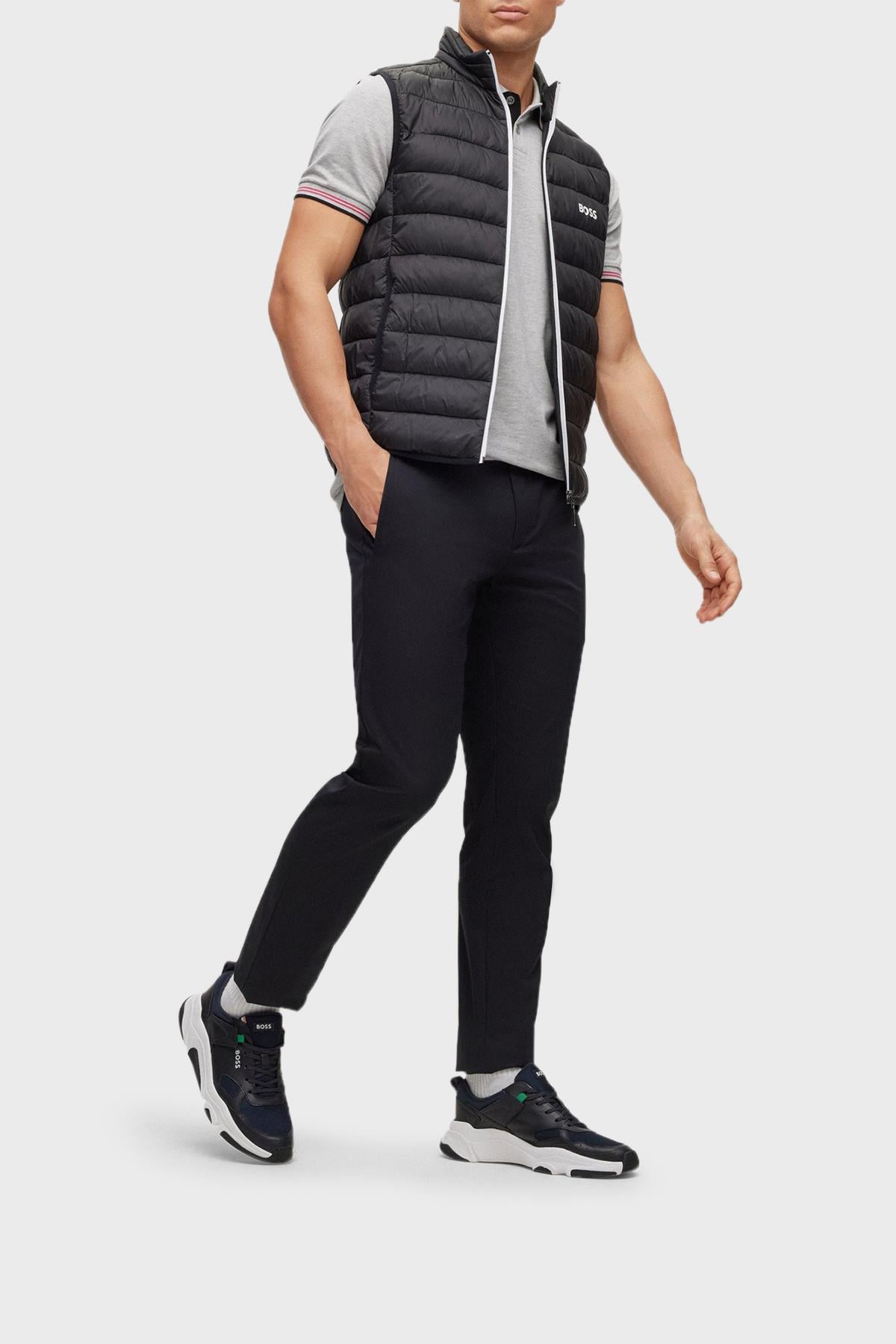 BOSS BOSS Erkek Fileli Şerit Logolu Bağıcıklı Lacivert Sneaker 50493205-403
