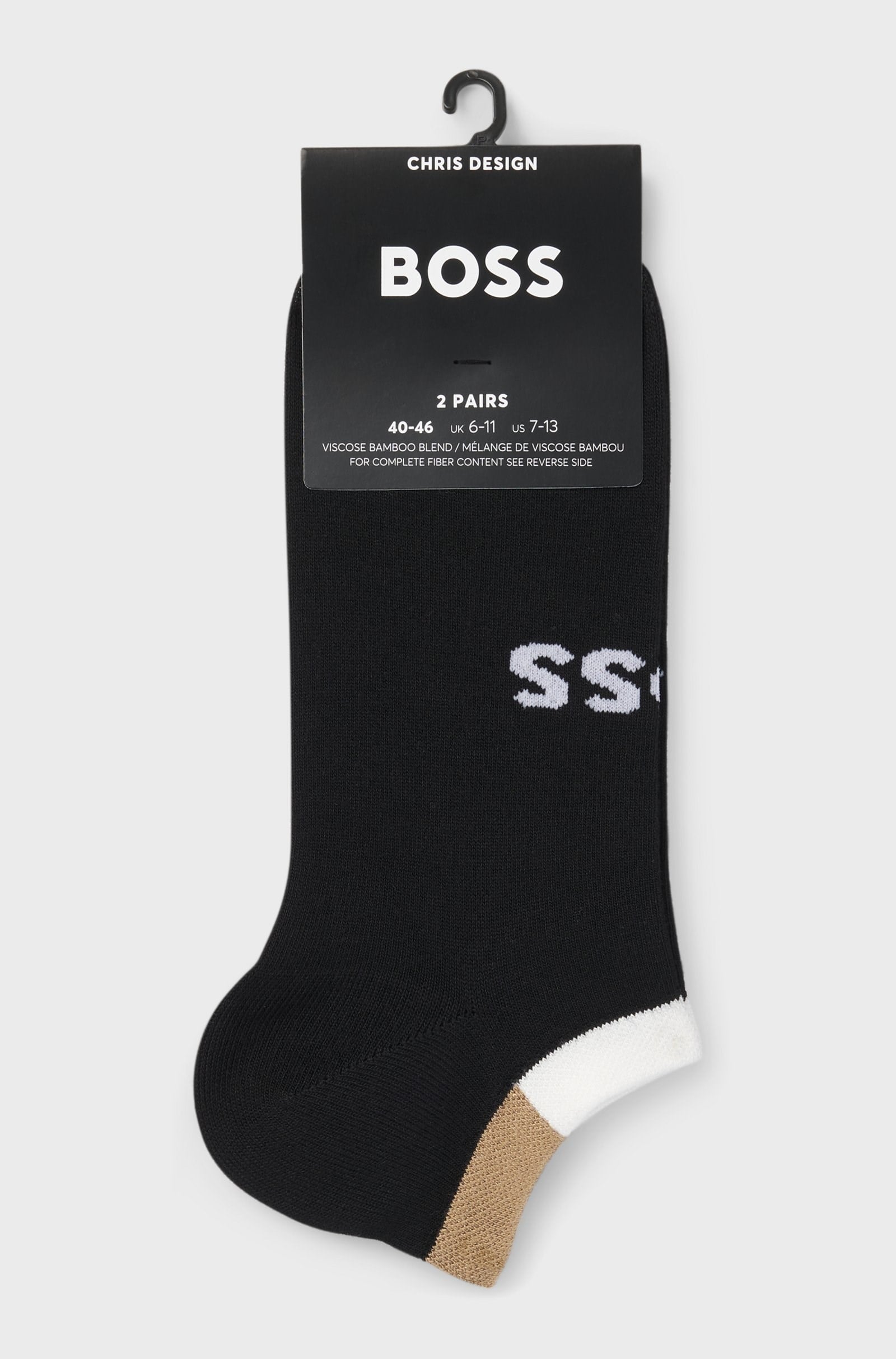 BOSS  BOSS Erkek İkili Paket Yumuşak Bambu İçerikli Düşük Bilekli Siyah-Beyaz Çorap 50564711-960