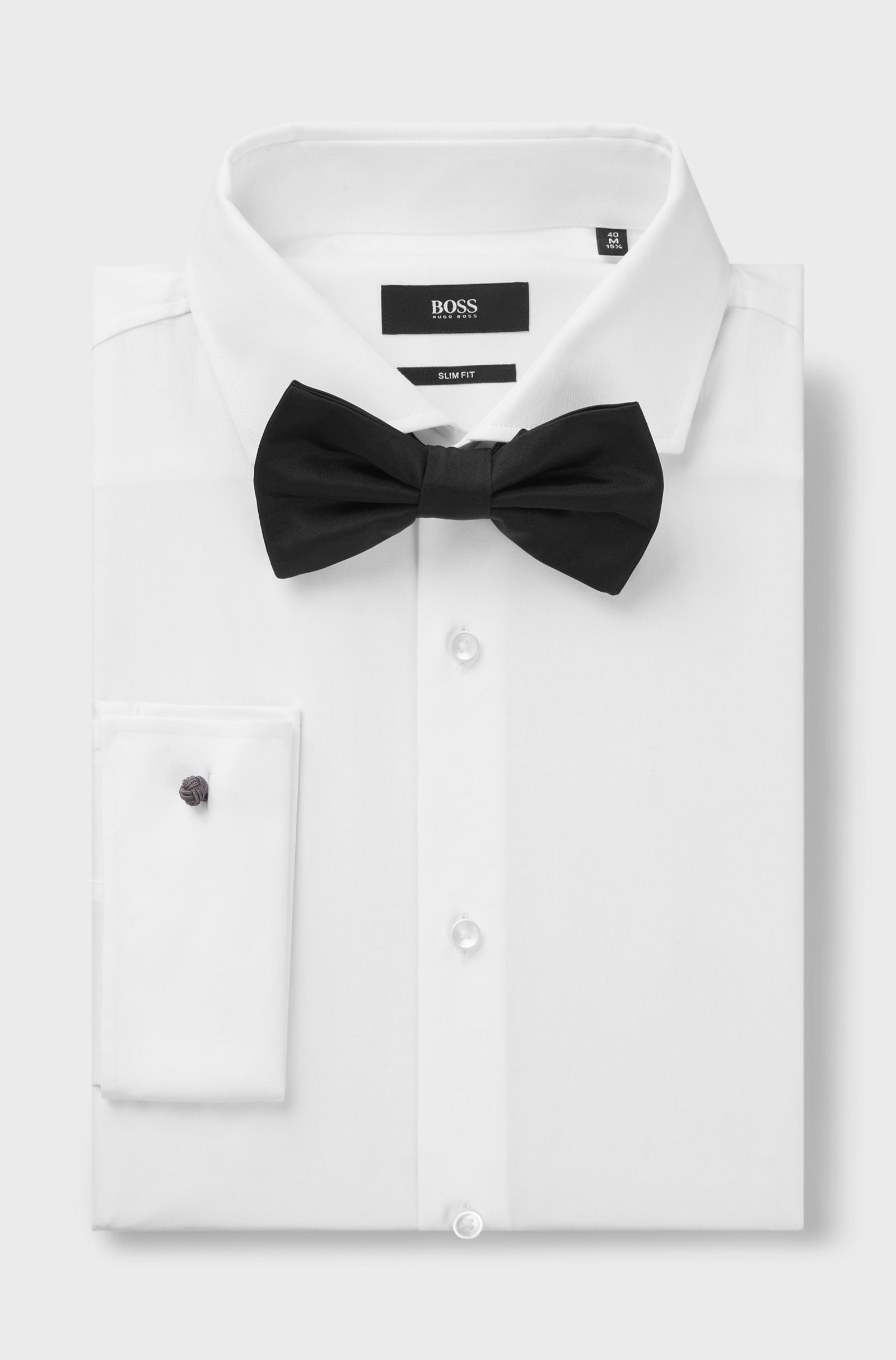 BOSS  BOSS Erkek Jakarlı İpek Kumaşlı Siyah Papyon 50567352-001