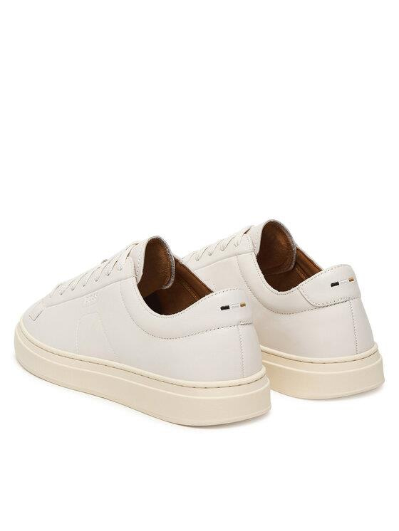 BOSS  BOSS Erkek Kabartma Logolu Düşük Bilekli Deri Beyaz Sneaker 50557866-100