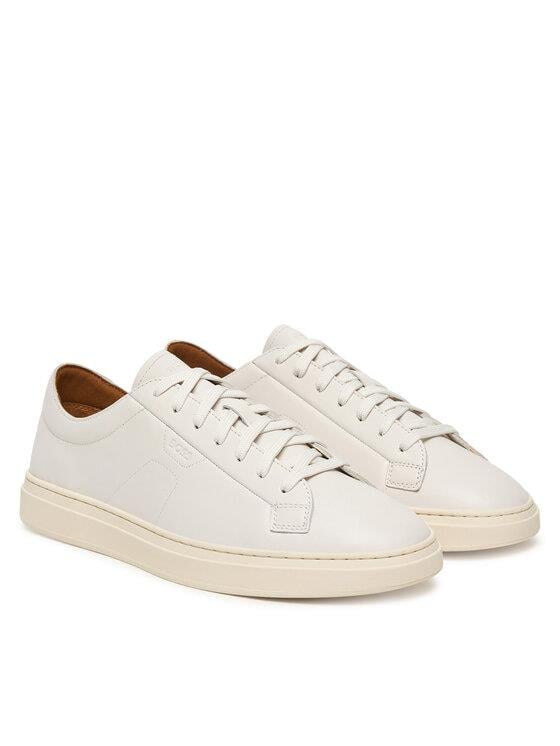 BOSS  BOSS Erkek Kabartma Logolu Düşük Bilekli Deri Beyaz Sneaker 50557866-100