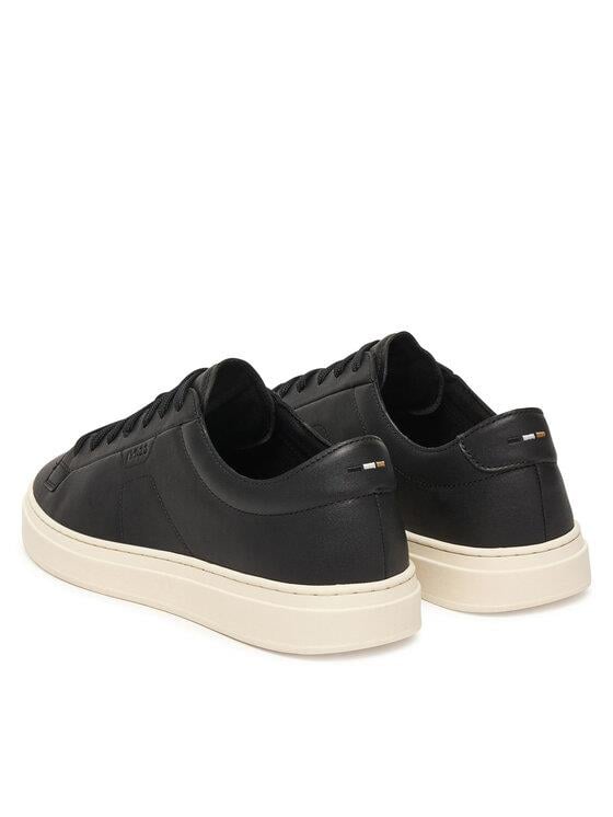 BOSS  BOSS Erkek Kabartma Logolu Düşük Bilekli Deri Siyah Sneaker 50557866-001
