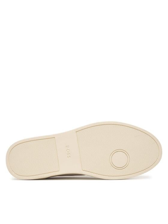 BOSS  BOSS Erkek Kabartma Logolu Düşük Bilekli Deri Beyaz Sneaker 50557866-100