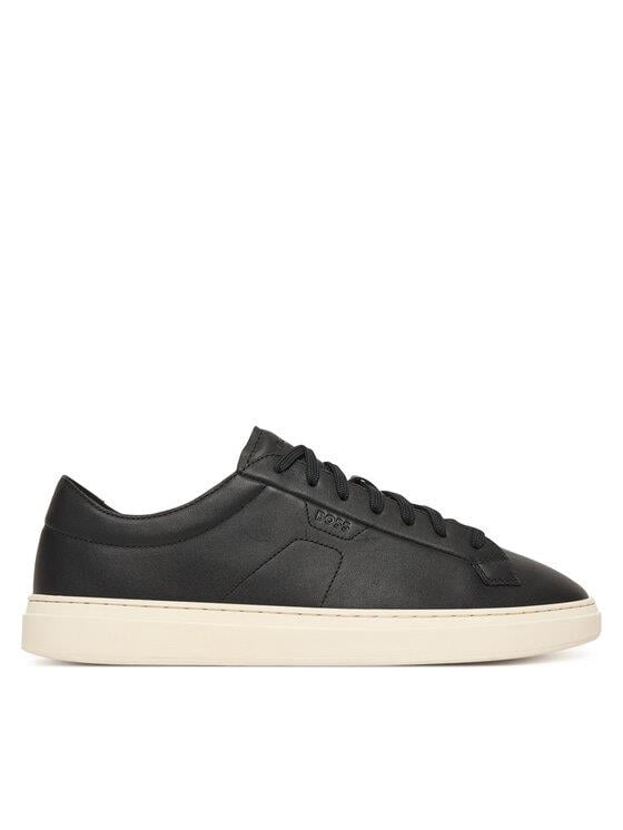 BOSS  BOSS Erkek Kabartma Logolu Düşük Bilekli Deri Siyah Sneaker 50557866-001