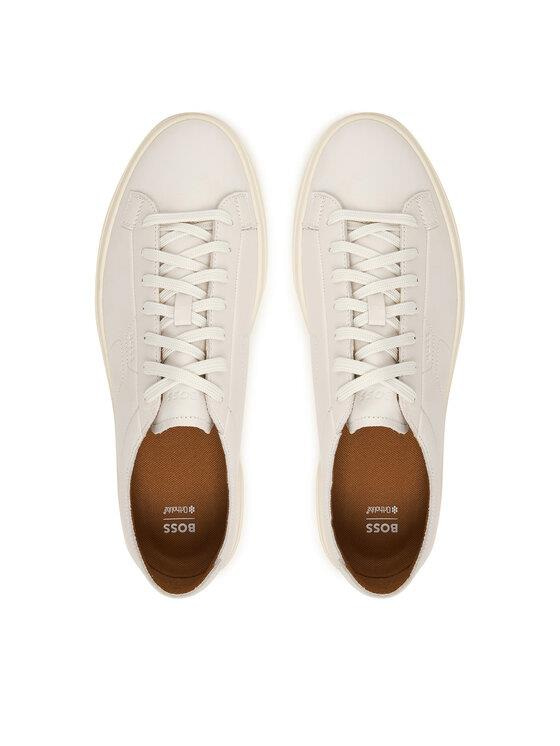 BOSS  BOSS Erkek Kabartma Logolu Düşük Bilekli Deri Beyaz Sneaker 50557866-100