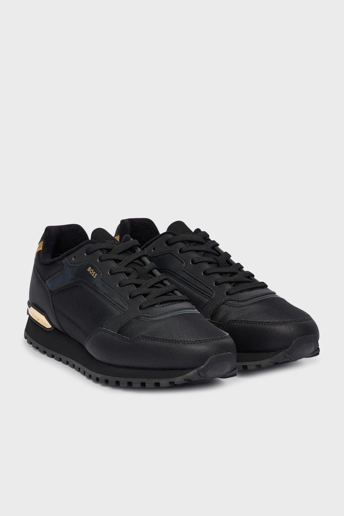 BOSS  BOSS Erkek Kalın Topuk Deri Bağcıklı Rahat Taban Siyah Sneaker 50552914-007