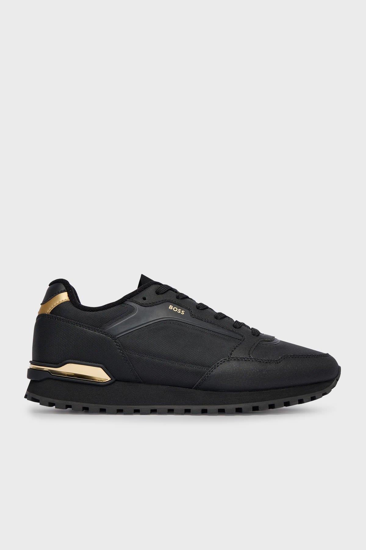 BOSS  BOSS Erkek Kalın Topuk Deri Bağcıklı Rahat Taban Siyah Sneaker 50552914-007