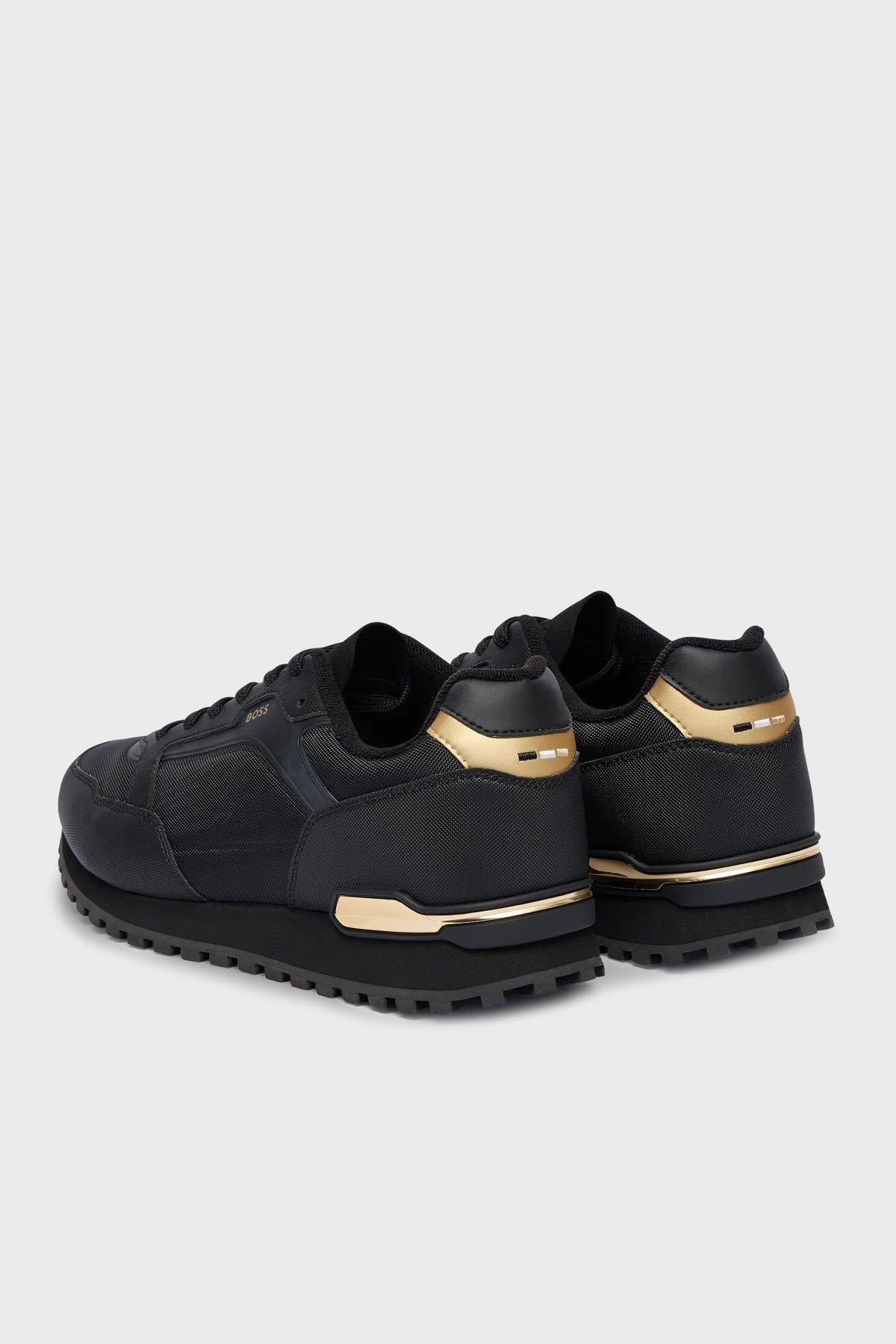 BOSS  BOSS Erkek Kalın Topuk Deri Bağcıklı Rahat Taban Siyah Sneaker 50552914-007