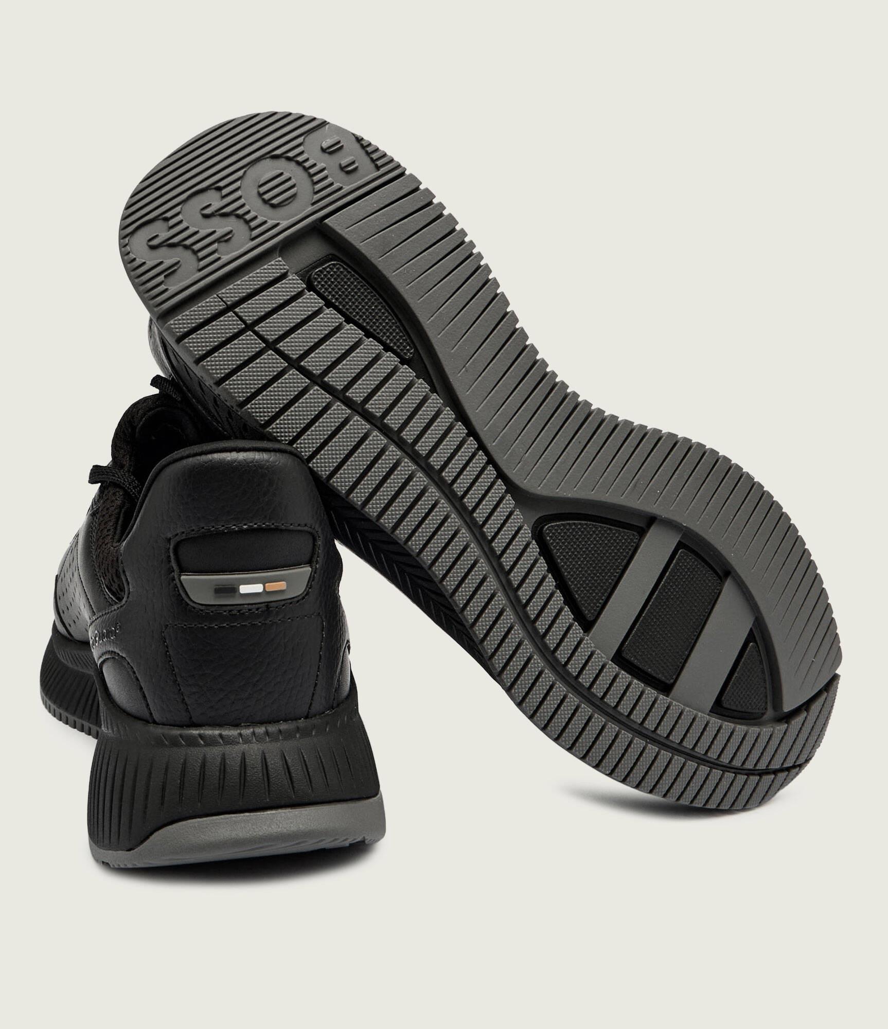 BOSS  BOSS Erkek Kalın Topuk Deri Bağcıklı Rahat Taban Siyah Sneaker 50553207-005